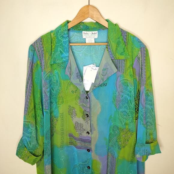Delta Burke Floral Button Front Shirt - Picture 2 of 12